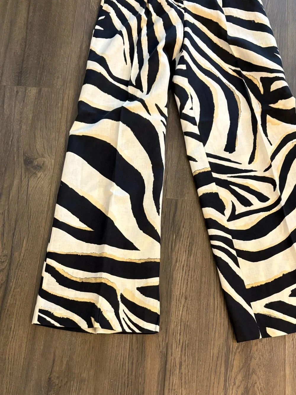 🔸NWT🔸Mango Linen Wide Leg Zebra Print pants